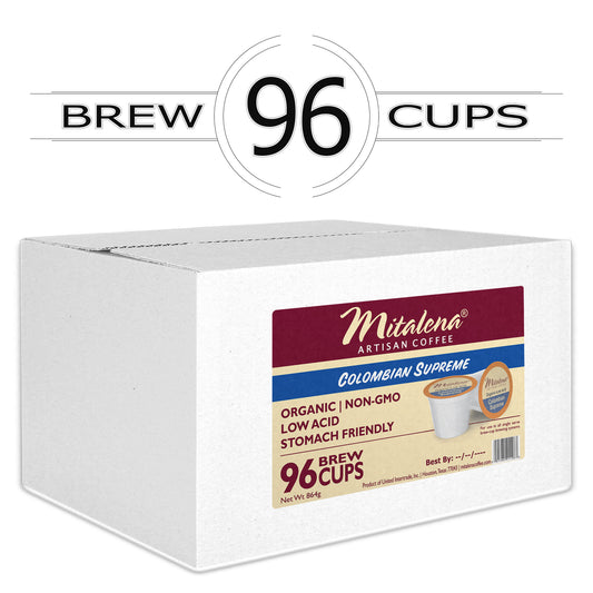 Mitalena Coffee - Colombian Supreme Organic Low Acid Coffee Pods 96 ct.