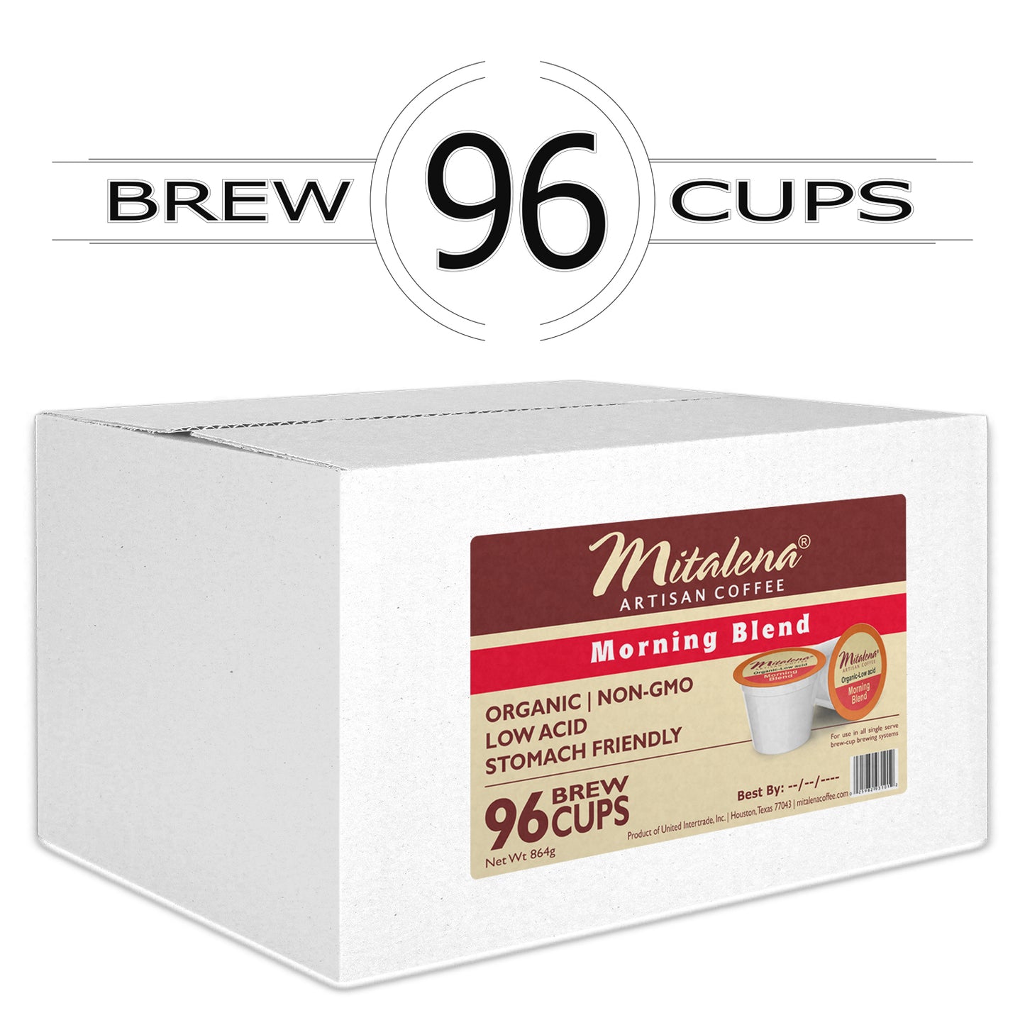 Mitalena Coffee - Morning Blend Organic Low Acid Cofffee Pods for Keurig 96 ct.
