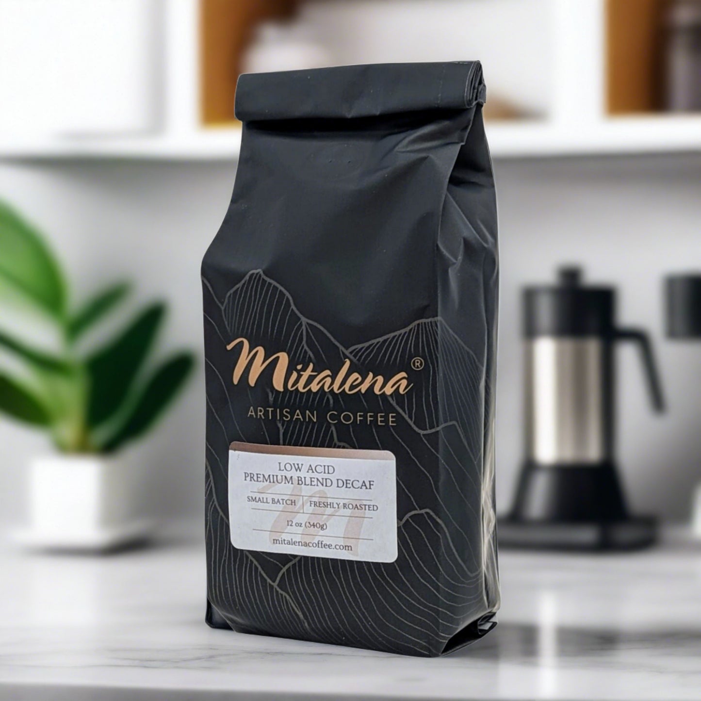 Mitalena Coffee - Low-Acid Premium Blend Decaf, 12 oz.