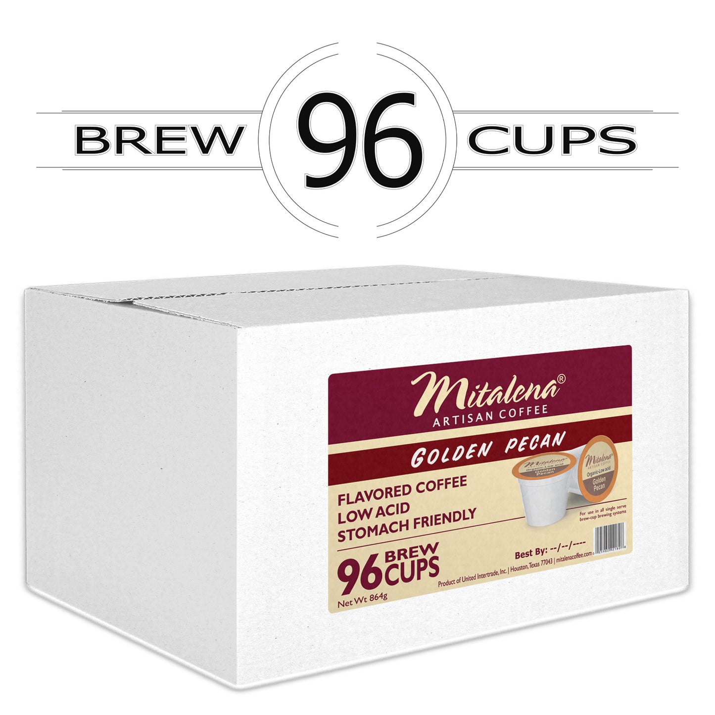 Mitalena Coffee - Golden Pecan  96 ct Low Acid Coffee Pods For Keurig K-cup maker
