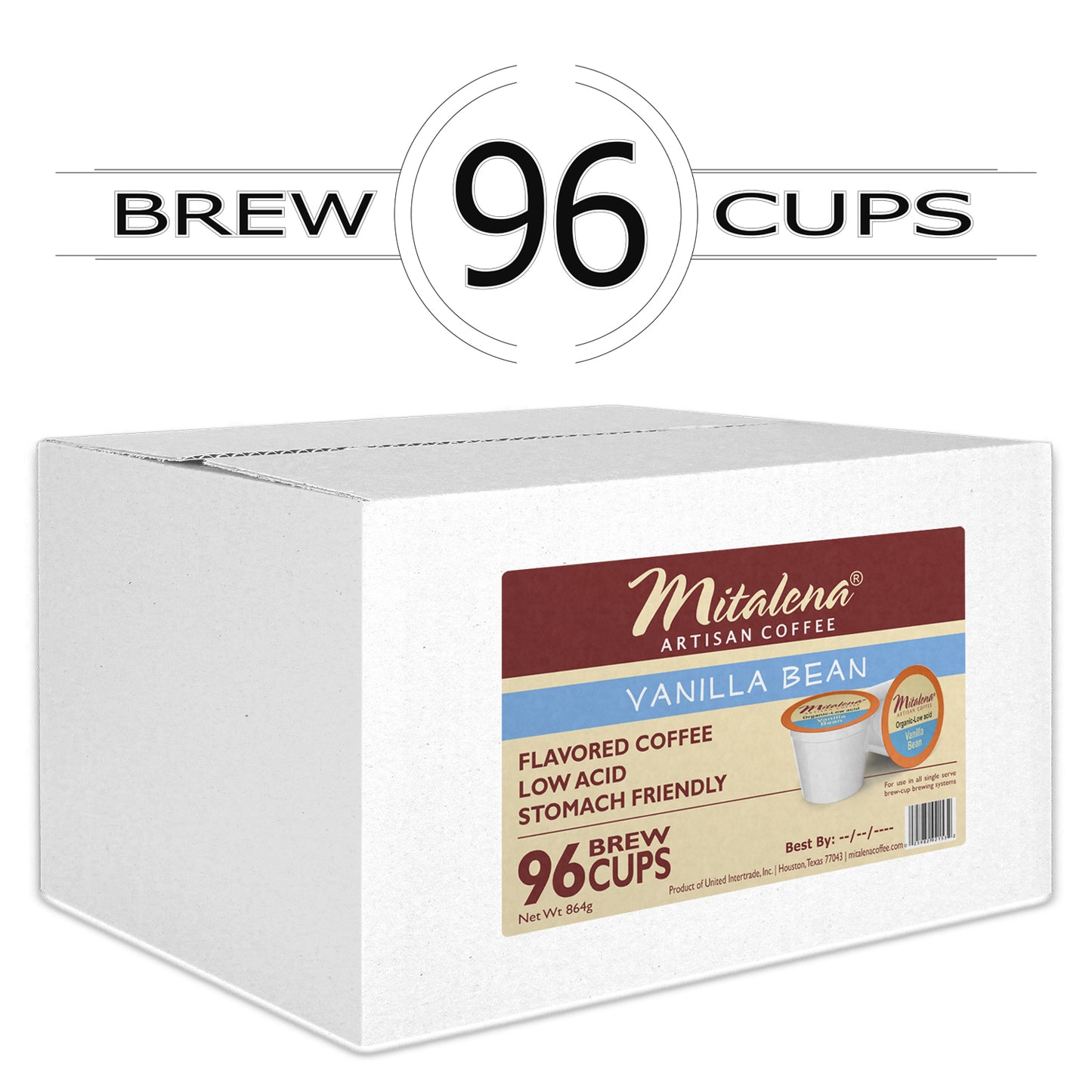 Mitalena Coffee - Vanilla Bean Low Acid Single Coffee Pods for Keurig - 96 ct.