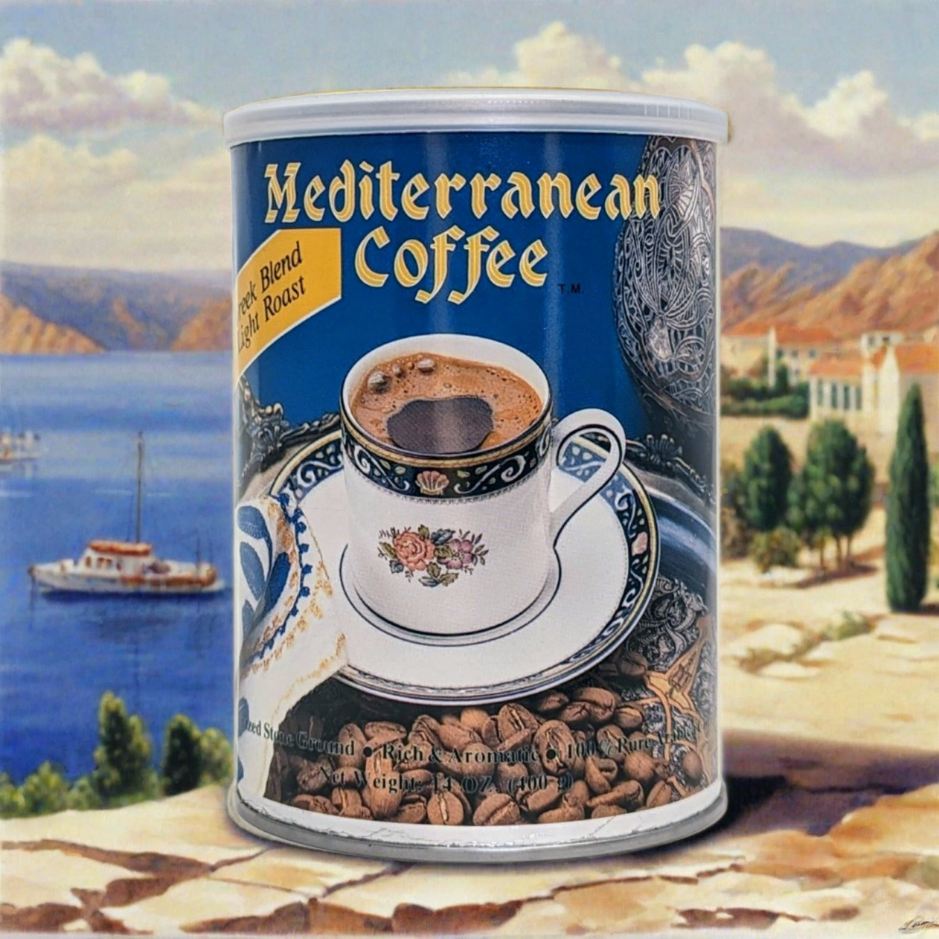 Mediterranean Coffee Light Greek Blend 14 oz, Free shipping
