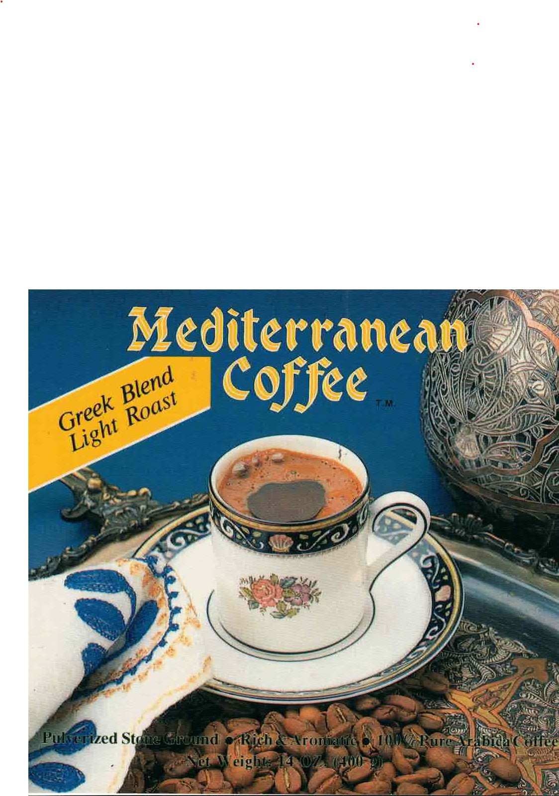 Mediterranean Coffee Light Greek Blend 14 oz, Free shipping