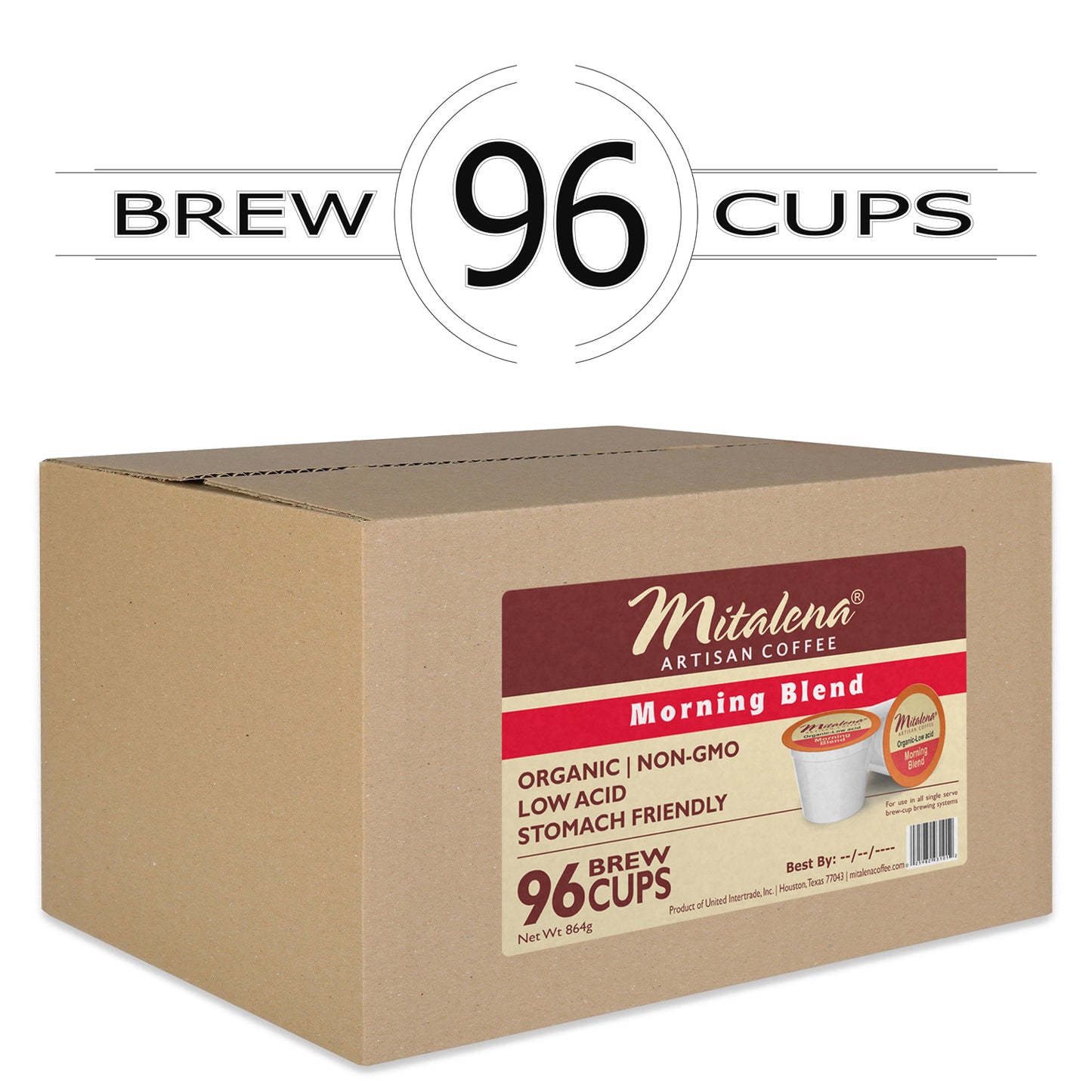 Mitalena Coffee - Morning Blend Organic Low Acid Cofffee Pods for Keurig 96 ct.