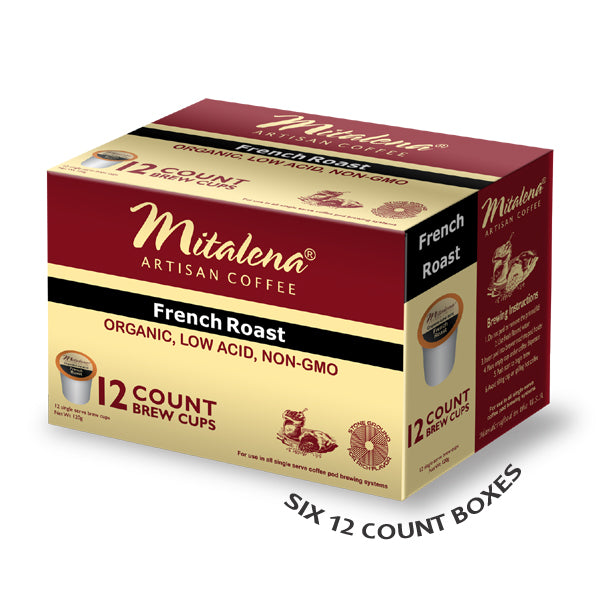 Mitalena Brand - 72 ct. French Roast Organic Arabica Low Acid Single Serve Coffee Pods…
