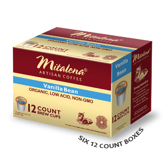 Mitalena®Brand-72 ct. Vanilla Bean Organic Arabica Low Acid Single Serve Brew Cups