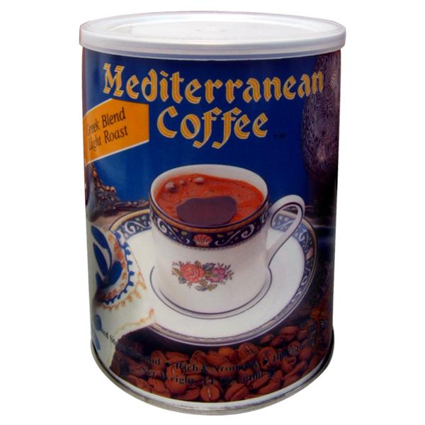 Mediterranean Coffee Light Greek Blend 14 oz, 6 cans